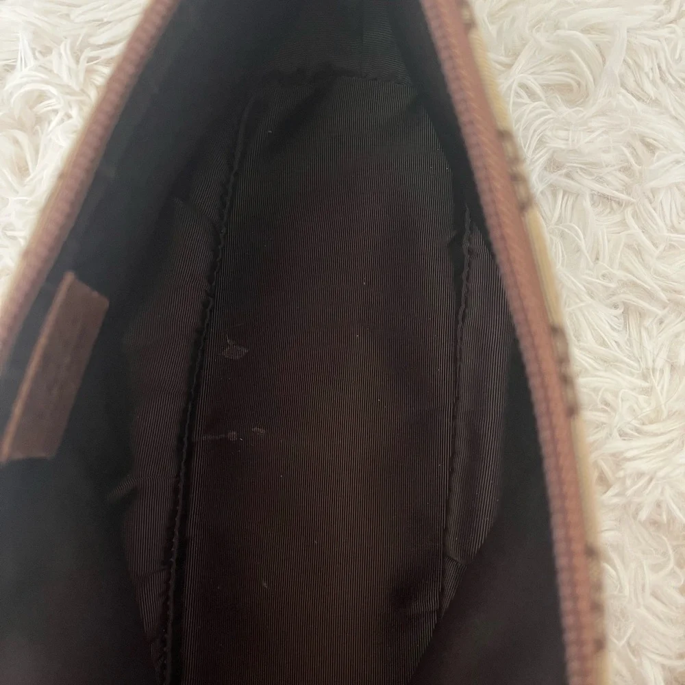 Gucci Beige Brown GG Canvas Clutch Wristlet